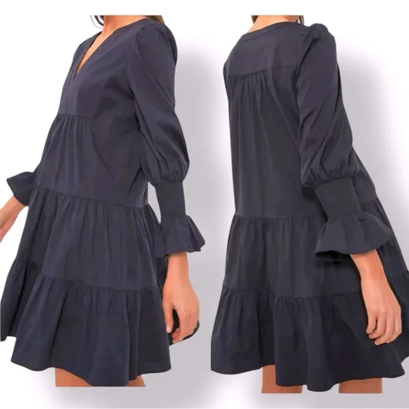 Tuckernuck POMANDER PLACE Navy Cotton Poplin Kenzo Dress Size Large - Picture 1 of 8